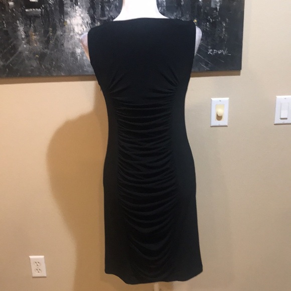 Calvin Klein Black Draped Pleats Front and Back Sheath Dress - No Size Tag - Picture 8 of 14